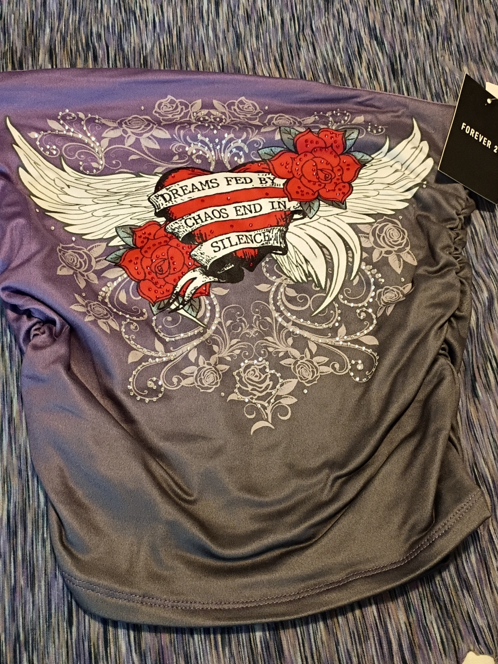 Winged Heart & Red Rose Accent Top